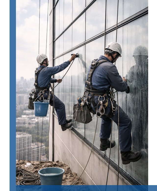 Профессиональная мойка фасадных окон альпинистами в Серпухове