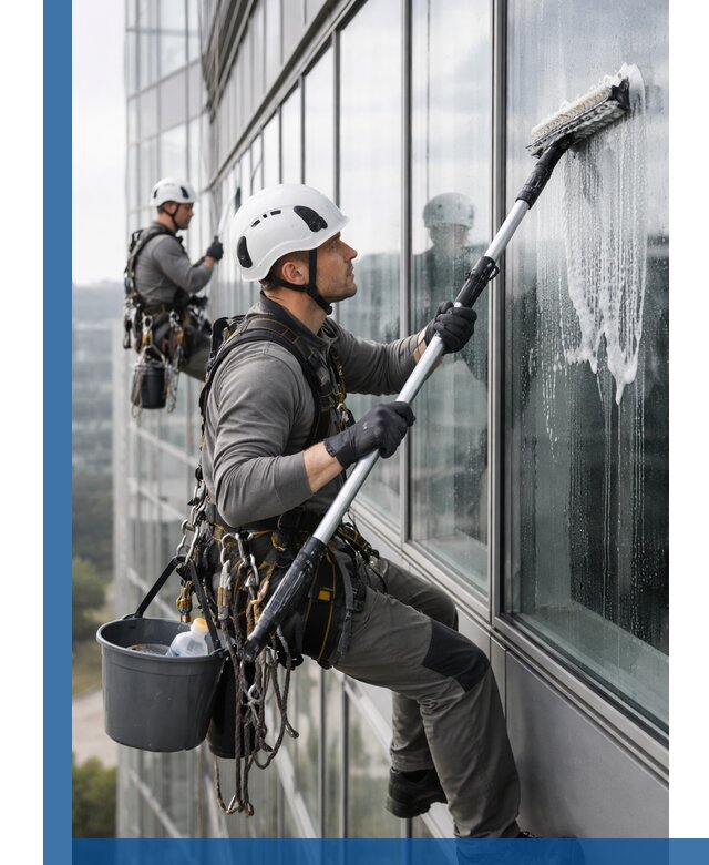 Высотная мойка сплошного остекления с выездом в Серпухове