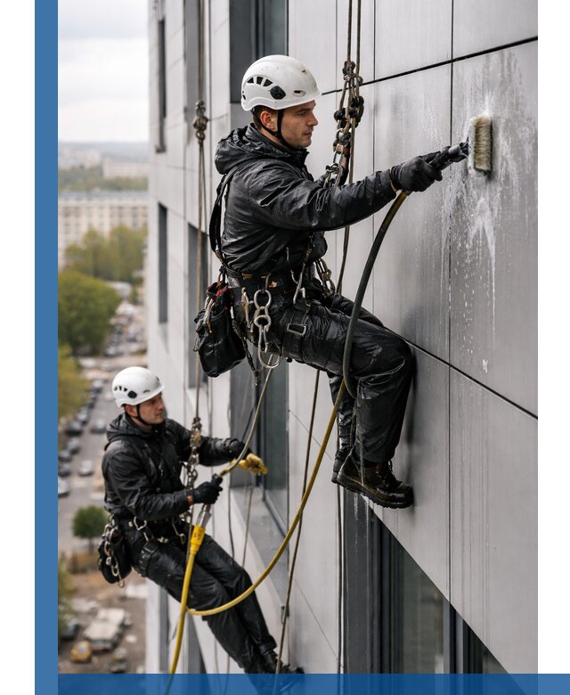 Профессиональная мойка фасада из композита в Серпухове