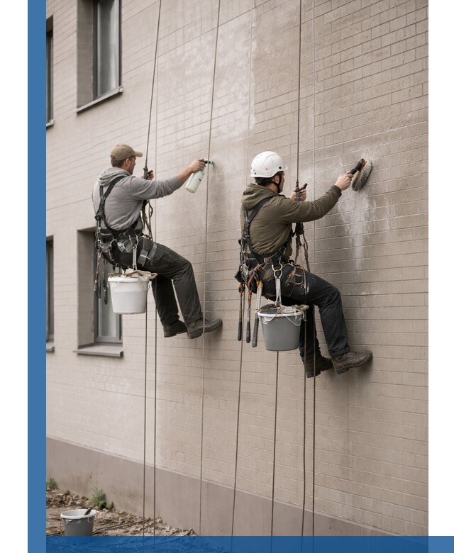 Удаление высолов с фасада зданий в Серпухове без повреждений и следов