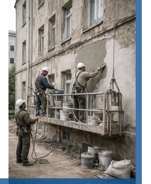 Капитальный ремонт фасада в Серпухове от 4268 р. | ВЫСОТНИК-Срп