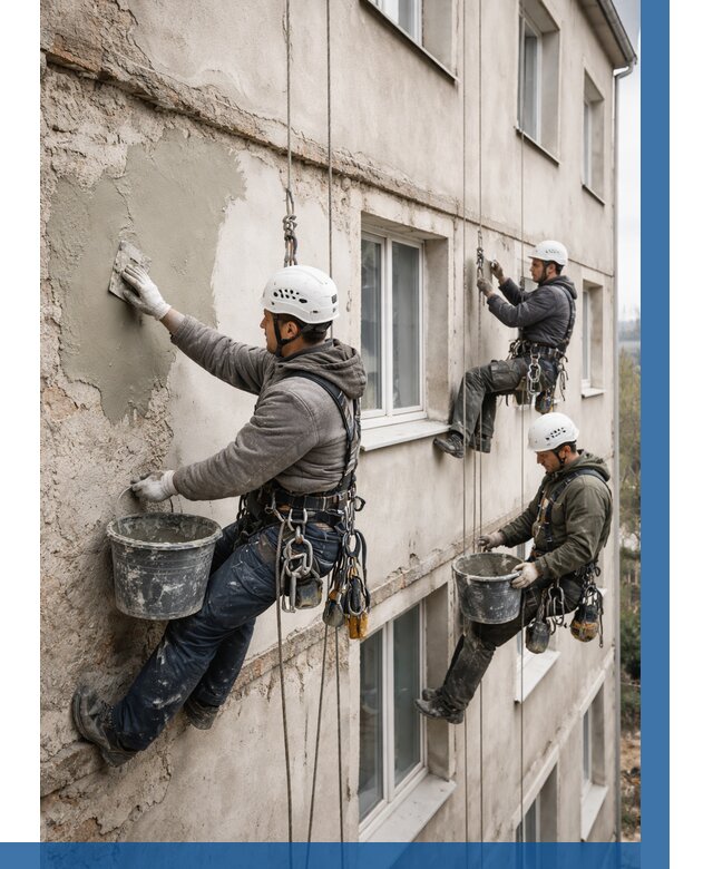 Ремонт штукатурного фасада в Серпухове от 762 р. под ключ | ВЫСОТНИК-Срп