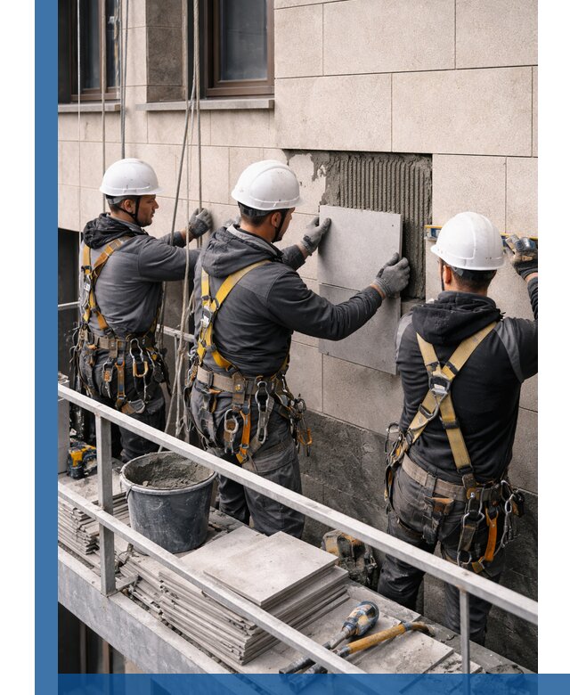 Ремонт облицовки фасада плиткой в Серпухове с гарантией