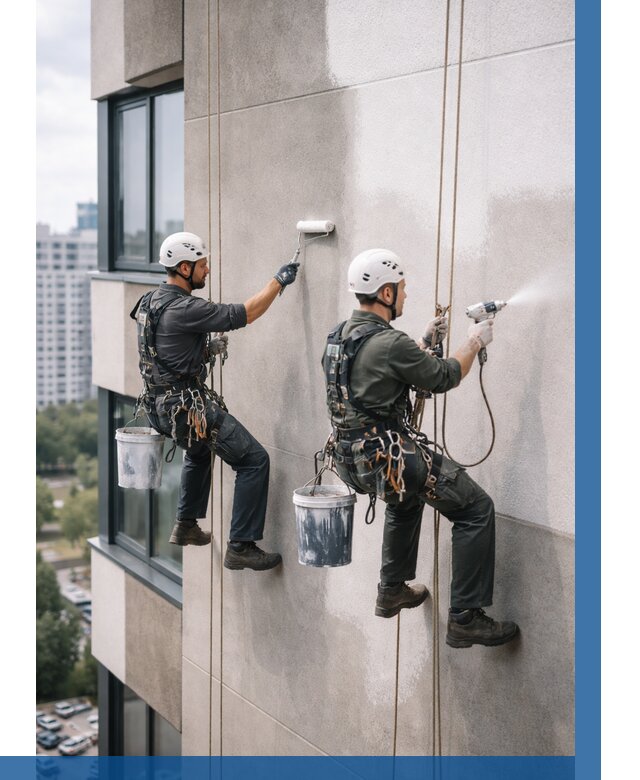 Покраска фасада альпинистами в Серпухове от 305 р. | ВЫСОТНИК-Срп