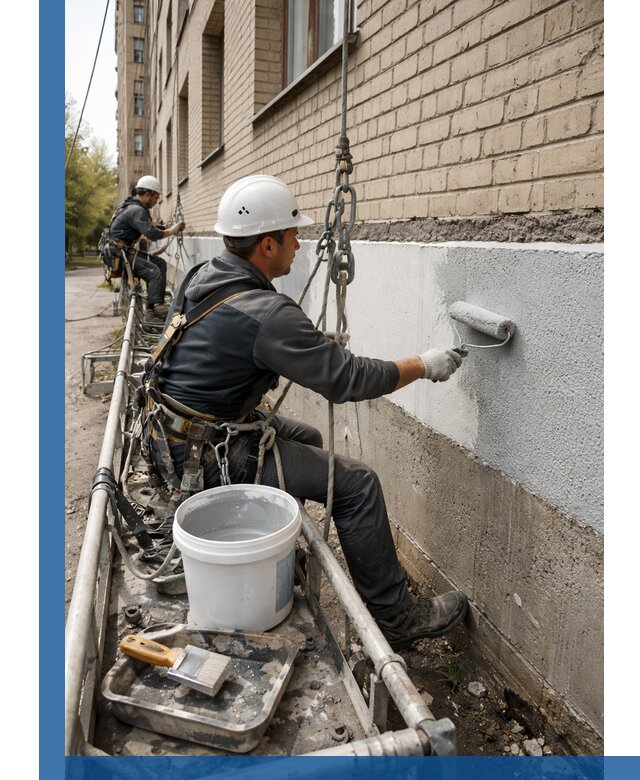 Окраска цоколя здания в Серпухове профессионально и надежно