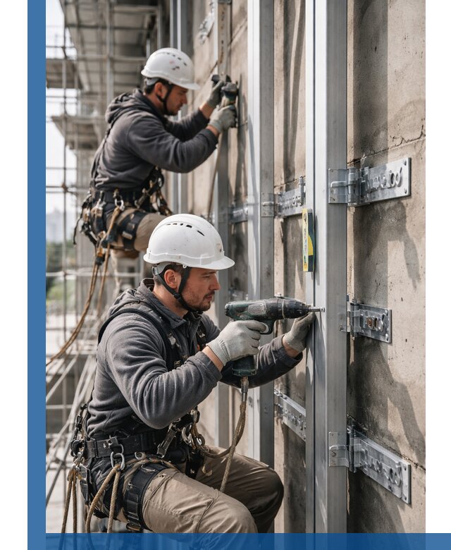 Монтаж и крепление подсистемы вентфасада в Серпухове