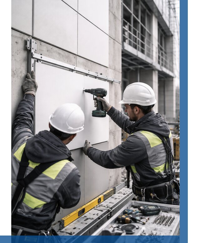 Монтаж композитных панелей фасада в Серпухове от 2540 р. | ВЫСОТНИК-Срп