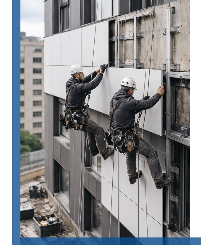 Монтаж композитных панелей фасада в Серпухове под ключ