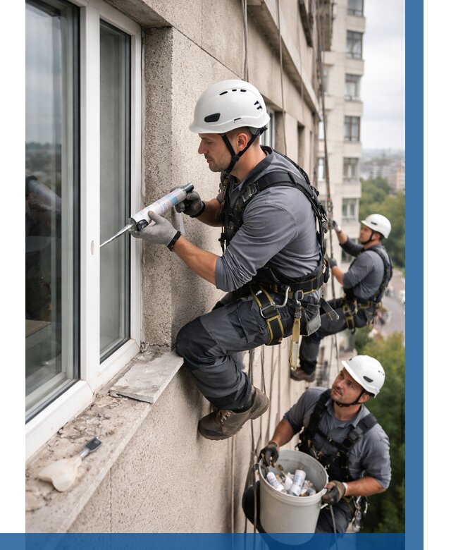 Герметизация оконных швов снаружи в Серпухове от 1524 р. | ВЫСОТНИК-Срп