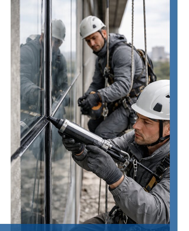 Герметизация витражных швов в Серпухове от 660 р. | ВЫСОТНИК-Срп