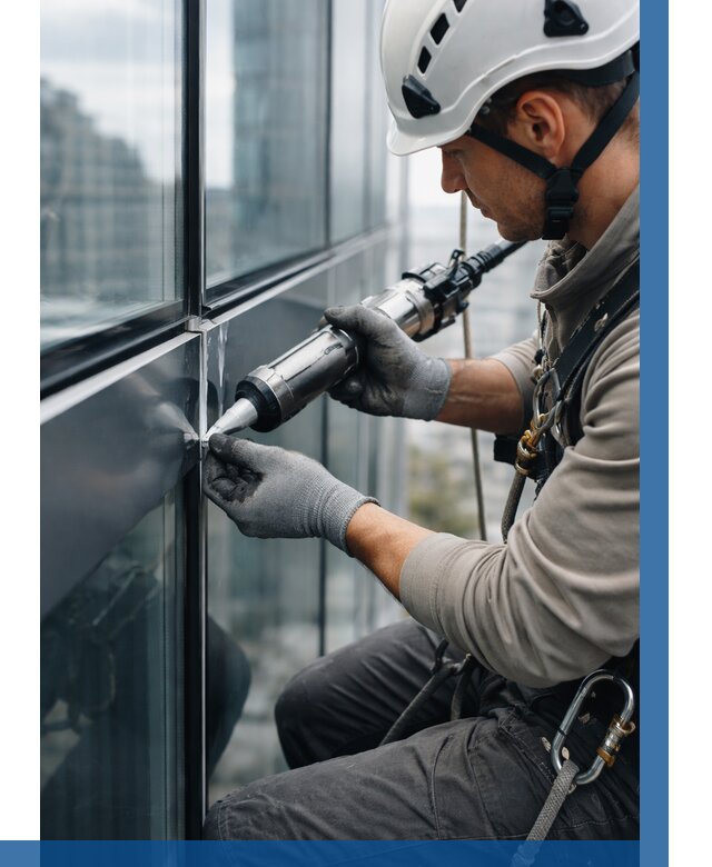 Герметизация стыков витража в Серпухове от 1219 р. | ВЫСОТНИК-Срп