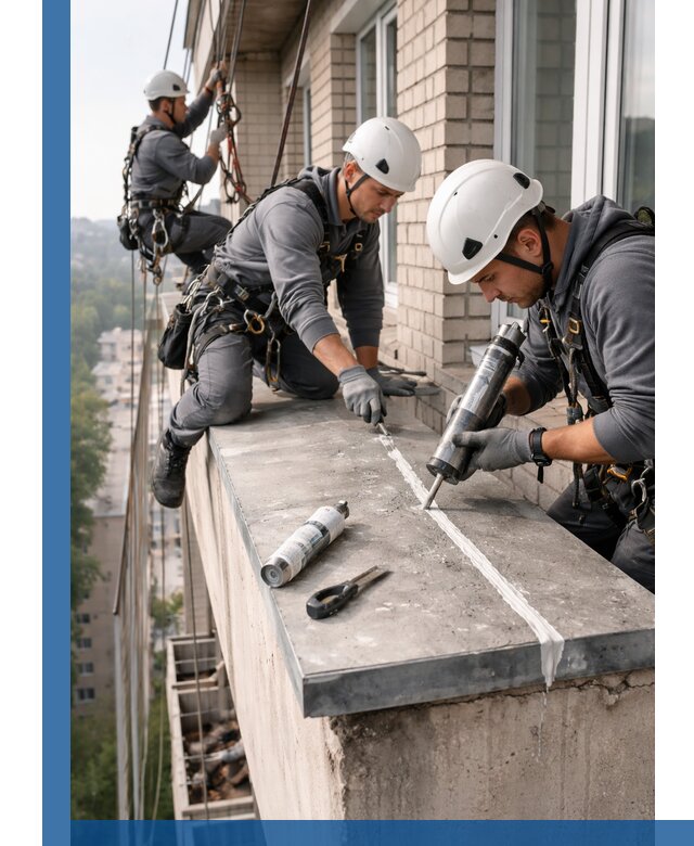 Герметизация балконного козырька в Серпухове профессионально