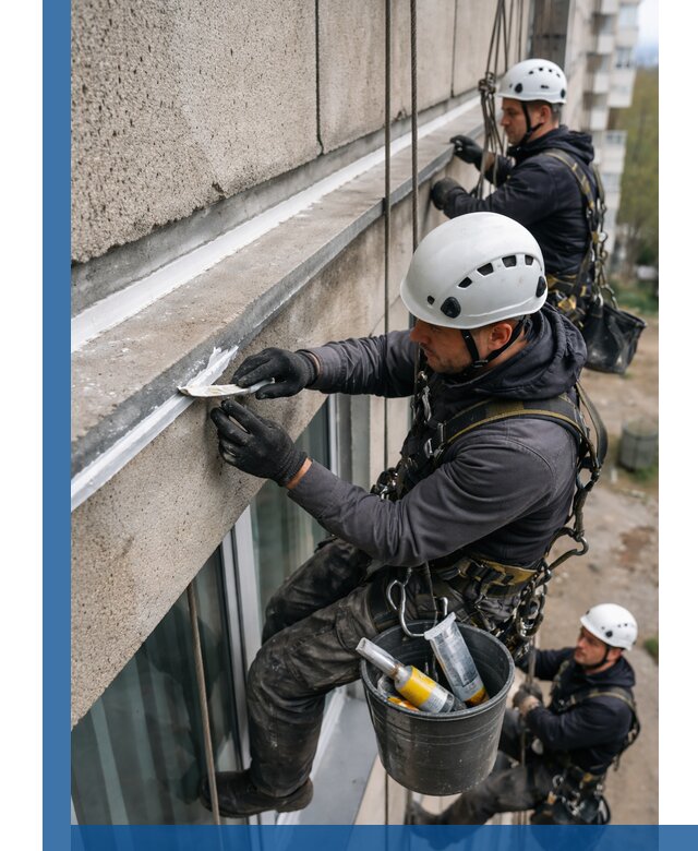 Герметизация примыкания балкона в Серпухове под ключ с гарантией