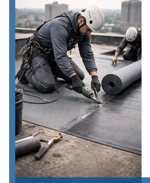 Ремонт мягкой кровли в Серпухове с выездом промальпинистов