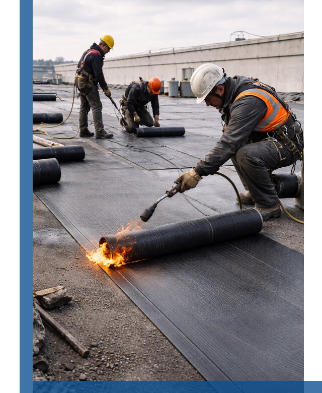 Монтаж наплавляемой кровли в Серпухове профессионально