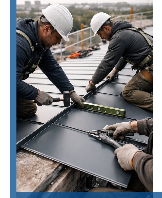 Монтаж фальцевой кровли в Серпухове для промышленных зданий