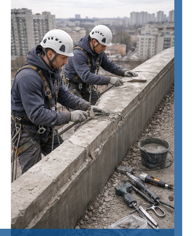 Ремонт парапета на кровле в Серпухове от 1524 р. | ВЫСОТНИК-Срп