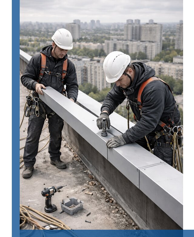 Монтаж парапетных крышек и ограждений кровли в Серпухове