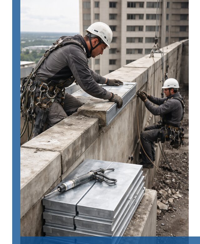 Замена парапетных крышек и установка новых в Серпухове