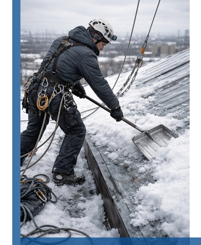 Профессиональная очистка кровли от снега и наледи в Серпухове