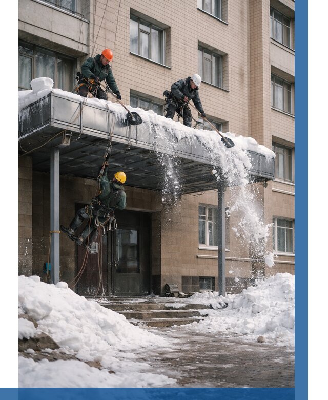 Очистка козырьков от снега в Серпухове от 3556 р. | ВЫСОТНИК-Срп