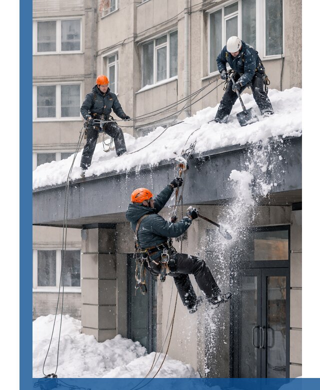 Безопасная очистка навесов от снега в Серпухове круглогодично