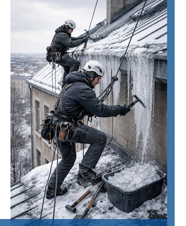 Удаление наледи с кровли в Серпухове от 5589 р. | ВЫСОТНИК-Срп