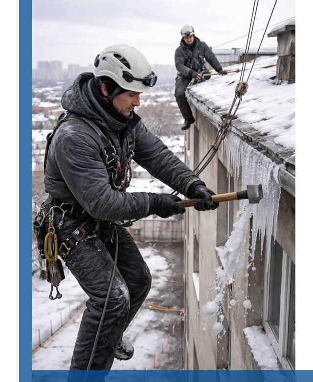 Сбивание и удаление сосулек с крыши в Серпухове безопасно