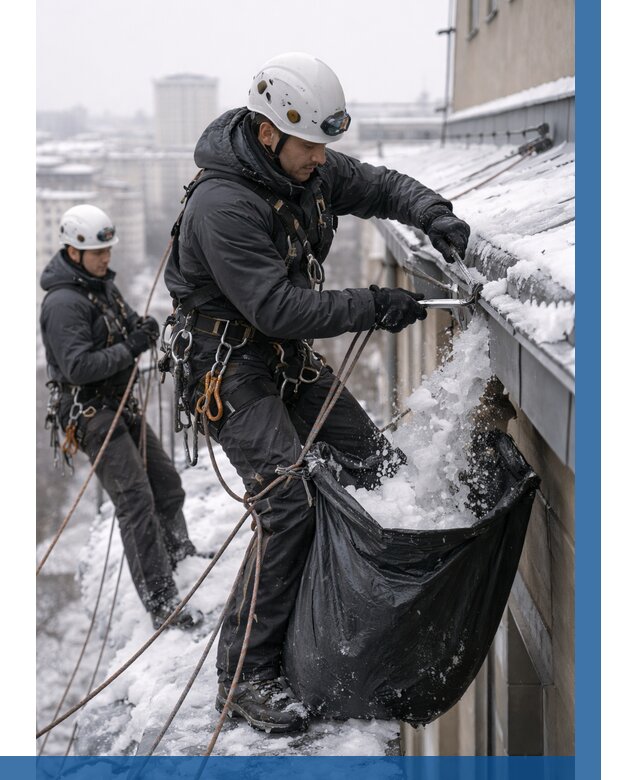 Аварийная очистка крыши в Серпухове под ключ от 305 р. | ВЫСОТНИК-Срп