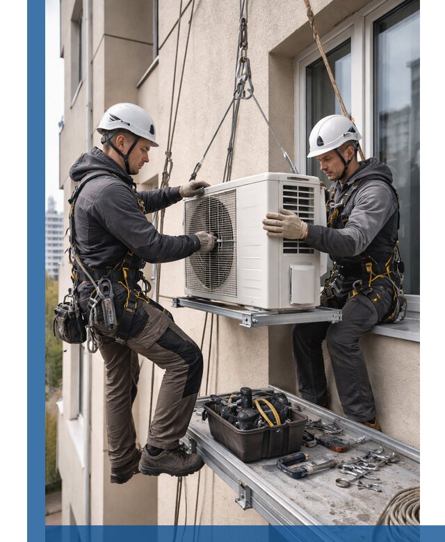 Перенос внешнего блока кондиционера в Серпухове с монтажом и крепежом