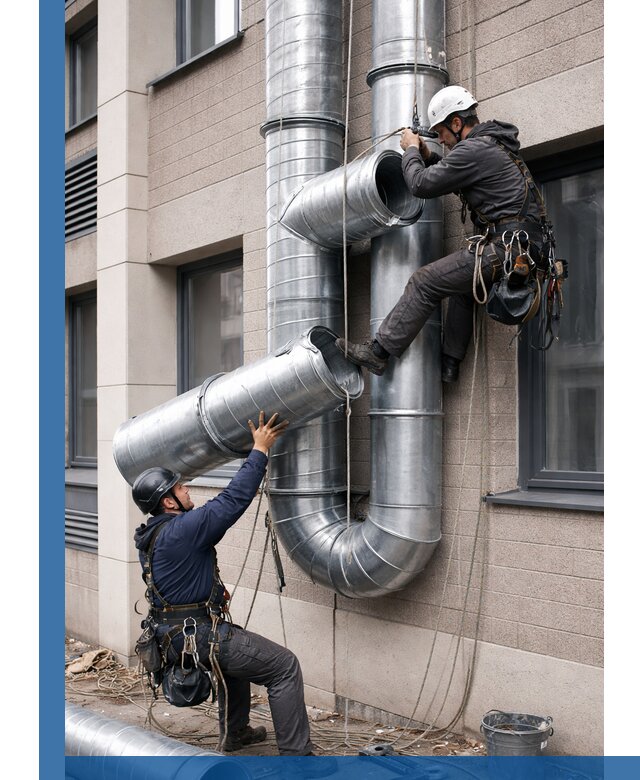 Монтаж фасадных воздуховодов в Серпухове с герметизацией и крепежом