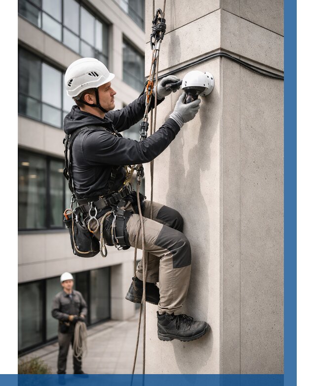 Монтаж камер видеонаблюдения на фасаде в Серпухове от 8637 р.-ВЫСОТНИК-Срп