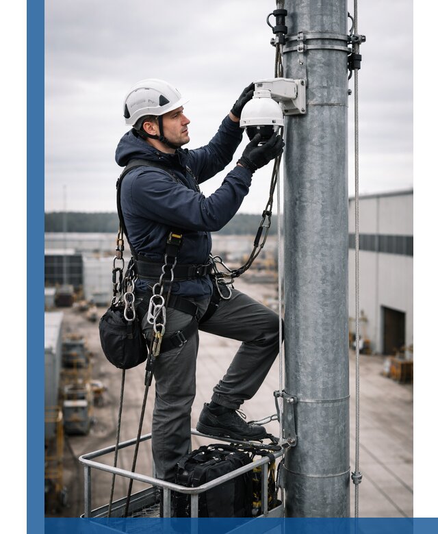 Профессиональная установка видеокамер на мачте в Серпухове