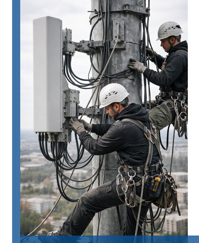 Монтаж оборудования связи на мачте в Серпухове с пусконаладкой