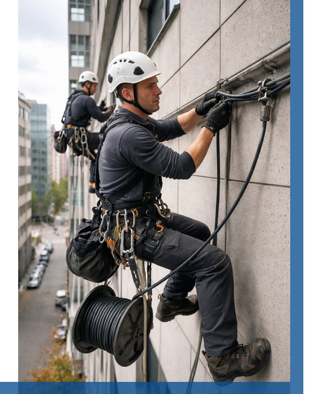 Прокладка кабеля по фасаду в Серпухове от 356 р. | ВЫСОТНИК-Срп