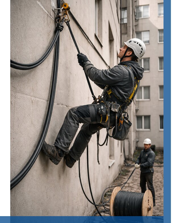 Протяжка кабеля питания на высоте в Серпухове от 457 р. | ВЫСОТНИК-Срп