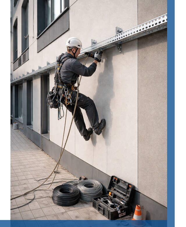 Монтаж кабельных лотков на фасаде в Серпухове от 1219 р. | ВЫСОТНИК-Срп