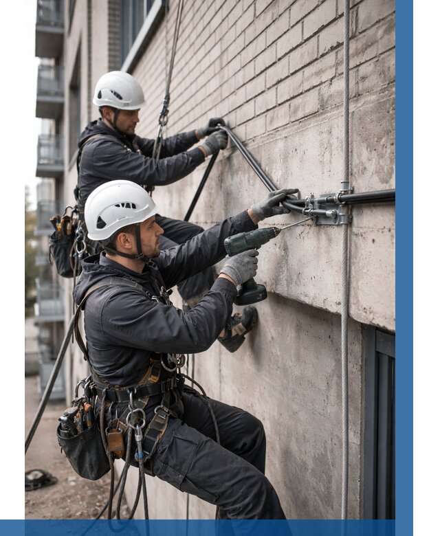 Крепление кабеля на фасаде в Серпухове от 356 р. | ВЫСОТНИК-Срп