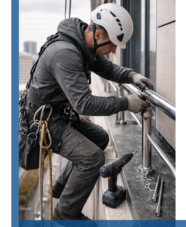 Монтаж ограждений на высоте в Серпухове для зданий и конструкций