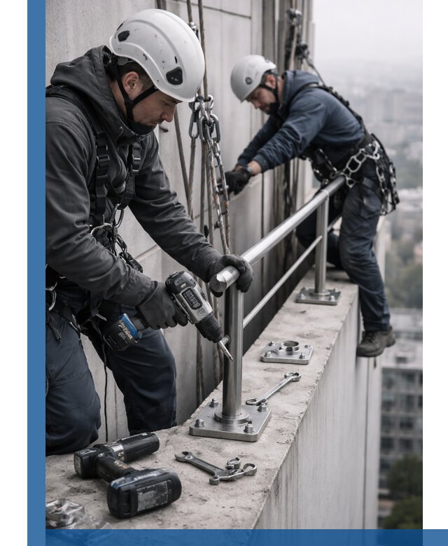 Монтаж перил на высоте в Серпухове для жилых и промобъектов