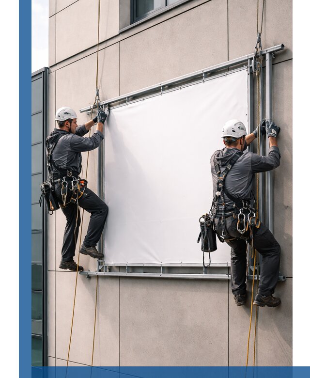 Монтаж наружной рекламной вывески в Серпухове под ключ
