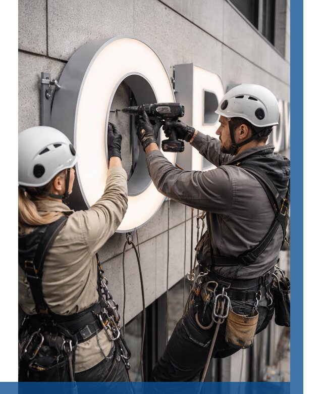 Монтаж световых букв в Серпухове от 3048 р. под ключ ВЫСОТНИК-Срп