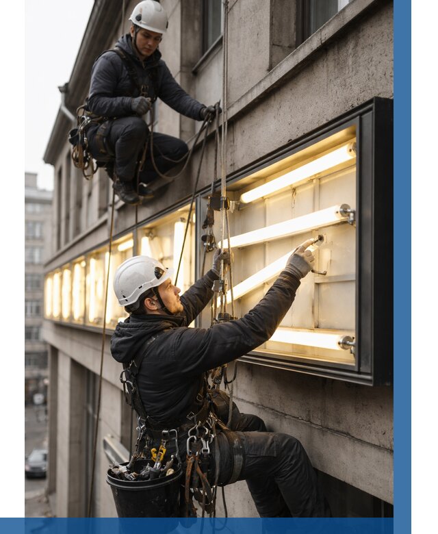 Замена ламп в вывеске в Серпухове под ключ от 3556 р. | ВЫСОТНИК-Срп