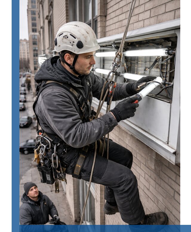 Профессиональная замена ламп в наружной вывеске в Серпухове