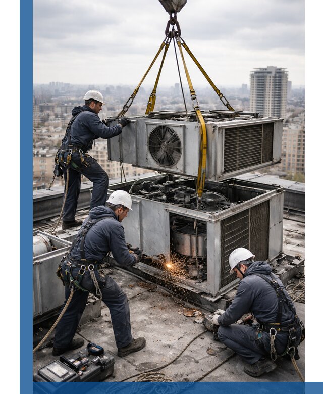 Демонтаж крышной установки в Серпухове любой сложности