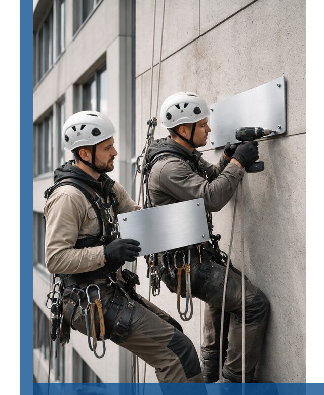 Монтаж табличек и указателей в Серпухове для зданий и сооружений