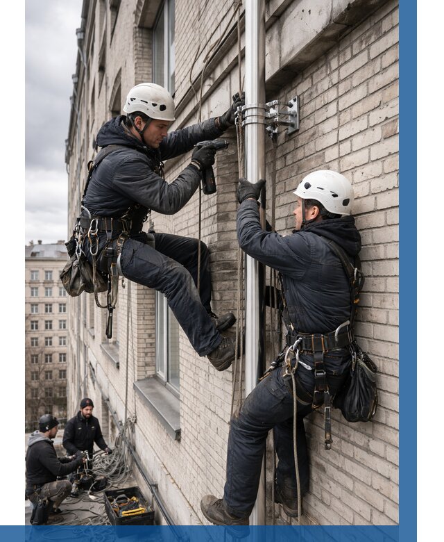 Монтаж флагштока на здании в Серпухове от 6605 р. | ВЫСОТНИК-Срп