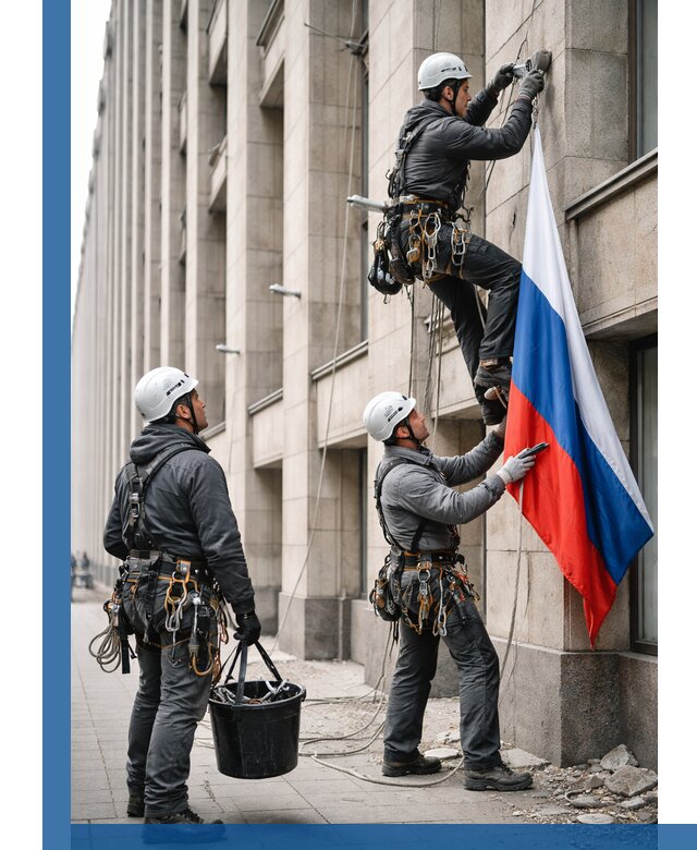 Профессиональная установка флагов на фасаде в Серпухове