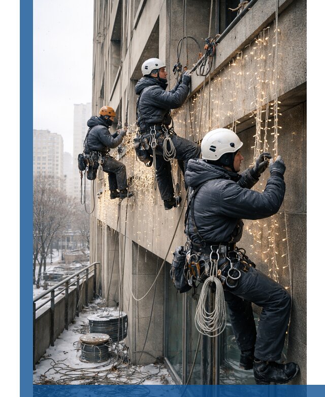 Монтаж новогодней иллюминации и украшение фасадов в Серпухове