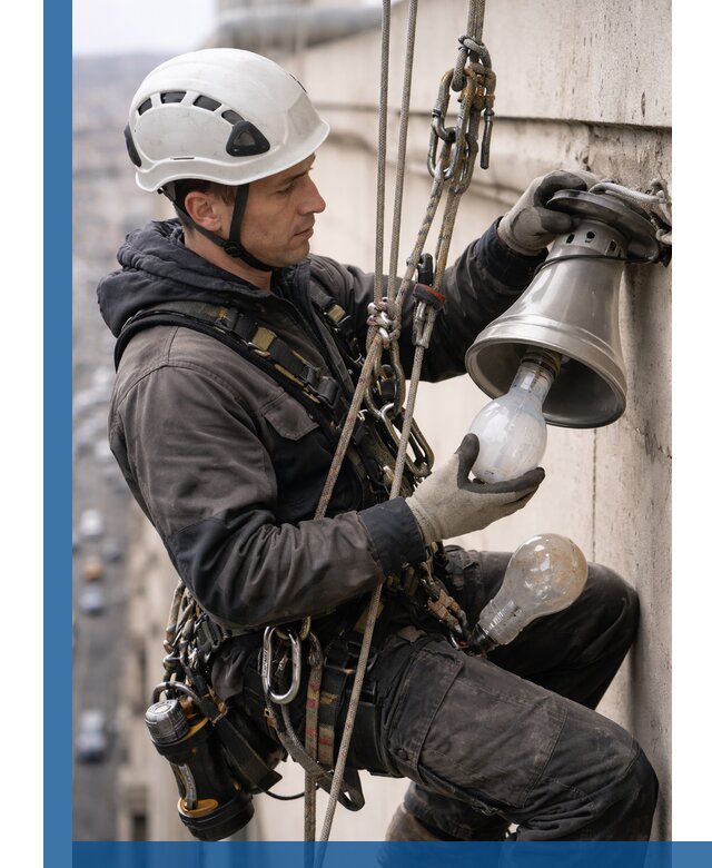 Замена ламп на высоте в Серпухове профессионально и быстро